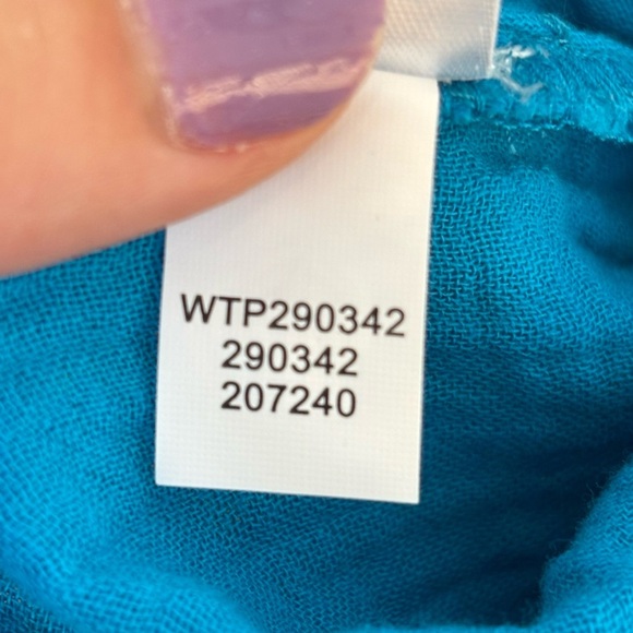 J. Jill Cotton-Gauze Split-Hem Tunic Button Front Shirt Turquoise Blue PS - Picture 14 of 14